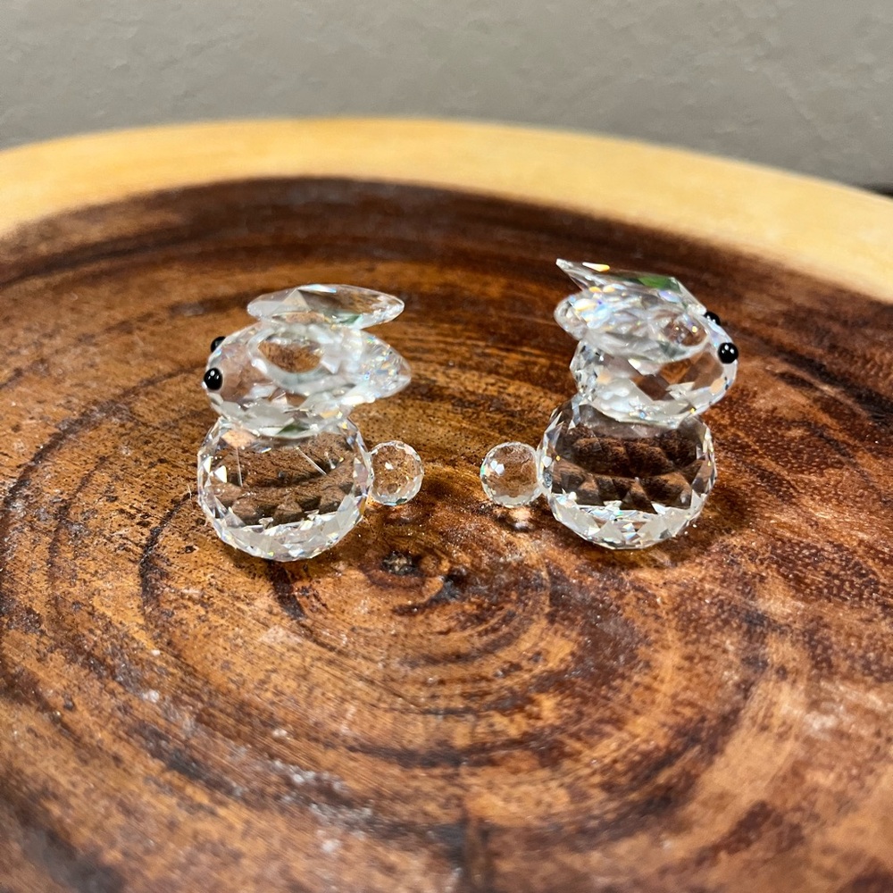 SWAROVSKI CRYSTAL MINI BUNNY FIGURINES SET of 2 - Picture 3 of 7